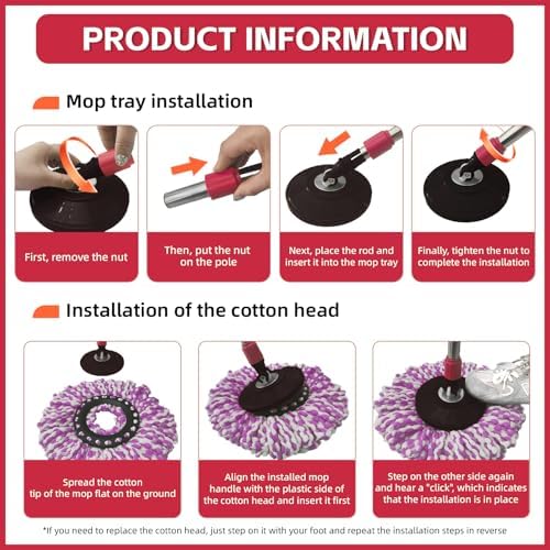 Spin Mop Replacement Handle 360 Degree Spin Mop Pole Handle Replacement - Image 3