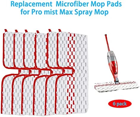 6 Pack Replace Mop Pads for Promist Max Microfiber Spray Mop Refill, Washable - Image 2