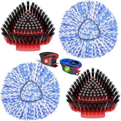 4 Pack Spin Mop Replacement for O Cedar RinseClean 2 Tank-2Heads+2Brush by Fatmass