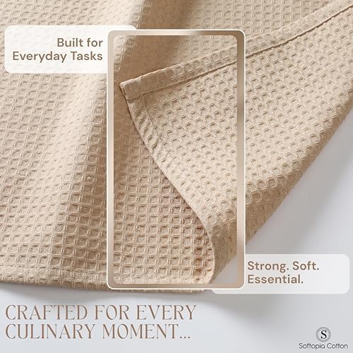 Beige Waffle Kitchen Dish Towels, 100% Cotton, Quick Dry, Super Absorbent - Image 2