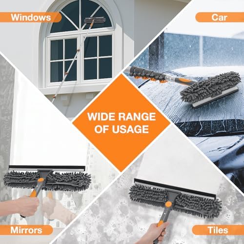 26Ft Window Squeegee with 5-19 FT Extension Poles, 2-in-1 Window Cleaning Kit - Image 7