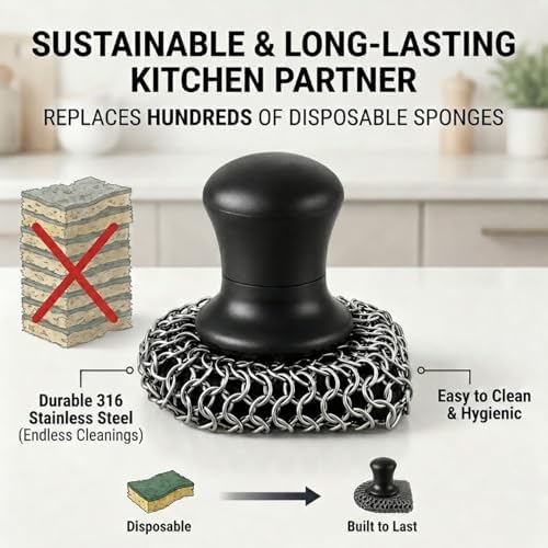 Cast Iron Scrubber and Scraper | 316 Chainmail Scrubber - Image 5