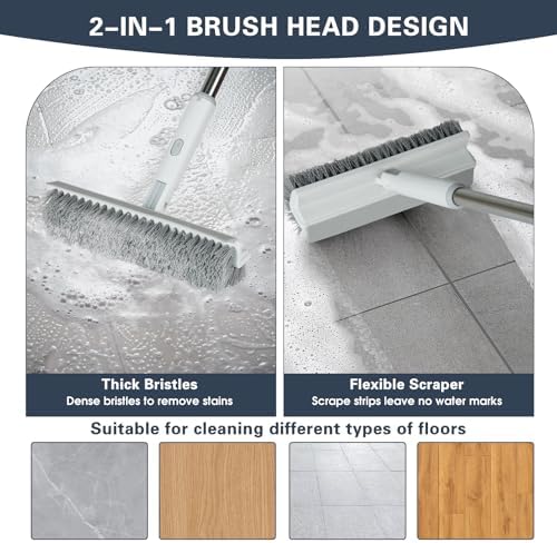 4 in 1 Snap Grip Mini Mop with Squeegee, Floor Scrub Brush with Long Handle - Image 4