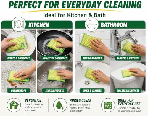 Libman Power Scrub Dots 2-in-1 Kitchen & Bath Sponges, 4 Total Sponges - Image 4