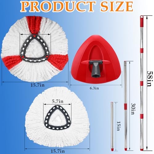Spin Mop Head Replacement for Ocedar, 3 Microfiber Mop Head, 1 Base, 1 Mop - Image 6