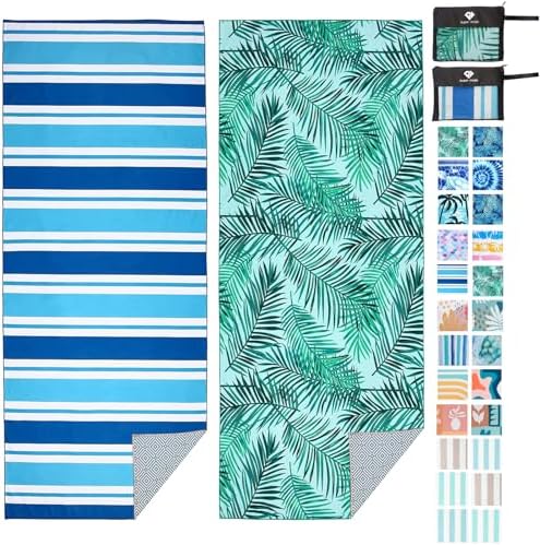 2 Pack Microfiber Beach Towel, Oversized Microfiber Pool Towel 75”x 35” by PYSUPERMODE