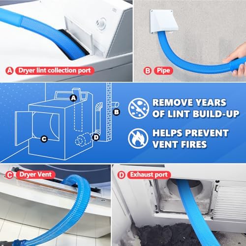Sealegend 5Pack Dryer Vent Cleaner Kit Vacuum Hose Attachment & Brush Blue - Image 4