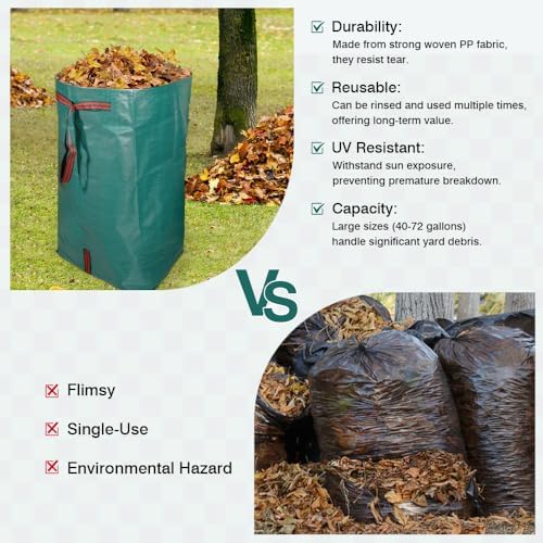 2‑Pack 53 Gallon Garden Leaf Bags, Reusable Dustpan Yard Waste Sacks - Image 5