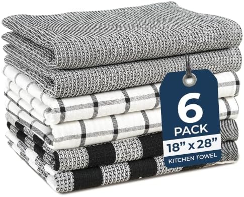 LANE LINEN Kitchen Towels Set 100% Cotton Absorbent 6 Pack by LaneLinen