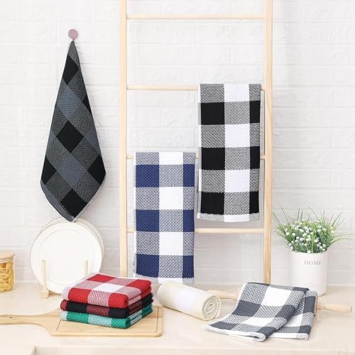 Homaxy 100% Cotton Plaid 8 Pack Kitchen Towels - Image 6