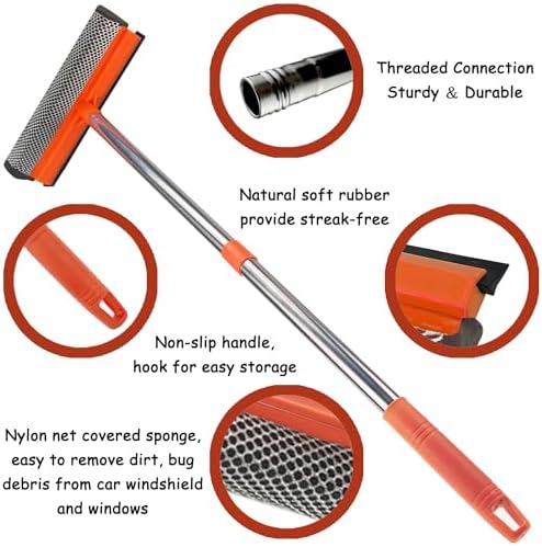Window Squeegee for Window Cleaning, Squeegee Window Cleaner Tool 2 in 1 Car - Image 4