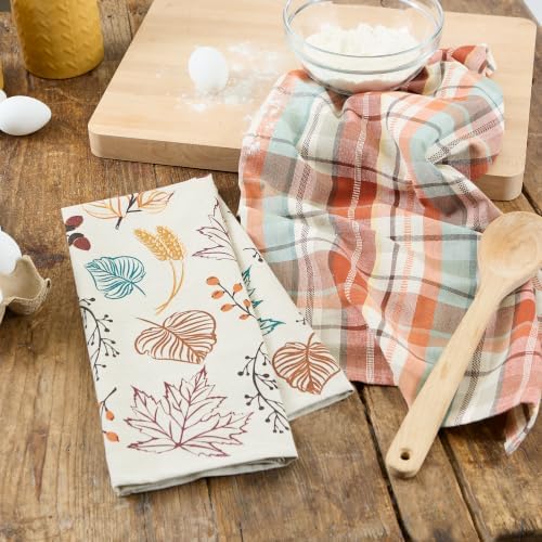 DII Fall Basics Kitchen Dishtowel Collection Printed & Plaid Fall Dish Towel Set - Image 3