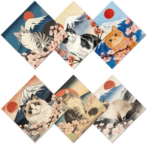 CREATCABIN 6 Pcs Cute Cats Microfiber Glasses Cleaning Cloth Reusable Thicken by CREATCABIN