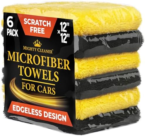 Edgeless Microfiber Car Towels – 6pk – Soft & Scratch-Free Towels by MightyCleaner