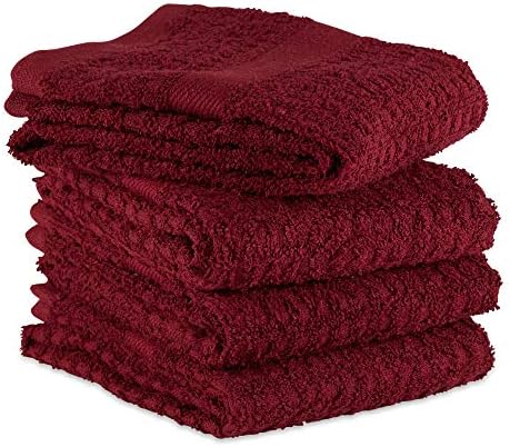 DII Basic Terry Collection Waffle Dishtowel Set, Solid Wine, 4 Piece - Image 3