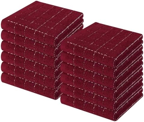 Homaxy 100% Cotton Terry Kitchen Dish Cloths, 12 Pack by Homaxy