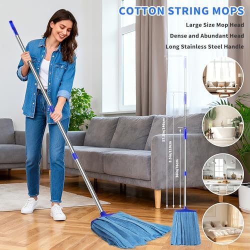 Microfiber Cloth Mop, Commercial Cloth Mops 52“ Stainless Steel Handle - Image 7