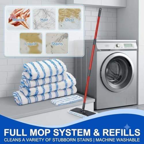 Microfiber Flat Mop Kit with Large Surface Dust Flat Mop - Image 7