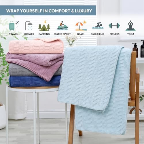 JML Microfiber Bath Towels, 2 Pack, 27x55 in, Light Blue - Image 5