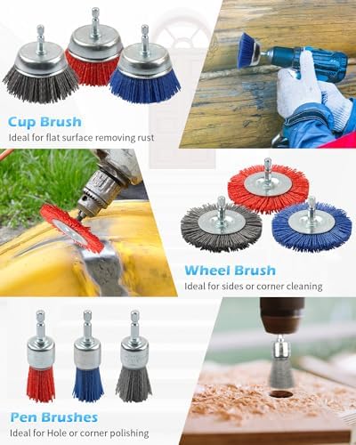Rocaris 18 Pack Nylon Filament Abrasive Wire Brush Wheel & Cup Set - Image 4