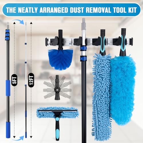 Upgraded Electrostatic Ceiling Fan Duster, 5-12FT Telescopic Pole Ladder-Free - Image 7