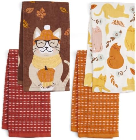 Ritz 4-Piece Kitchen Towel Set, Forever Cat Textured Terry, 100% Cotton & by RITZ