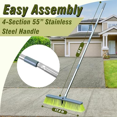 Upgraded 18" Push Broom with Adjustable Long Handle, Total Length is 55" - Image 4
