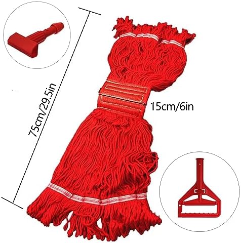 3-Pack Commercial Red Cotton Loop Wet Mop Head Refill - Image 4