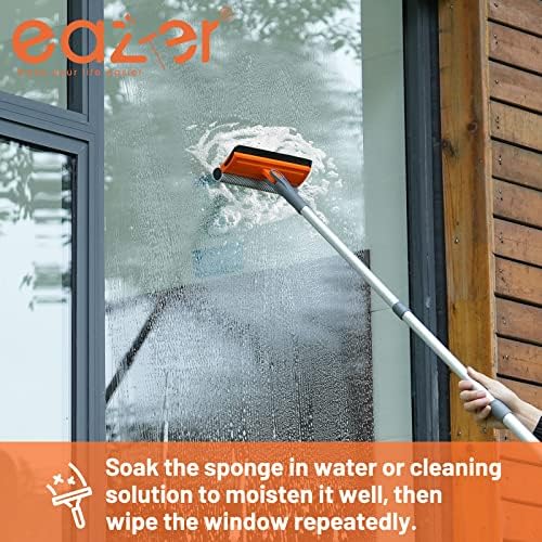 Eazer 46'' Professional Window Cleaner Tool, 2-in-1 Rotatable Squeegee - Image 4