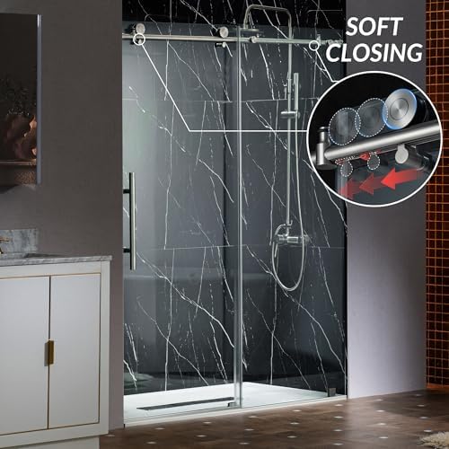 Woodbridge Frameless Single Sliding Shower Doors in Brushed Nickel Finish - Image 2