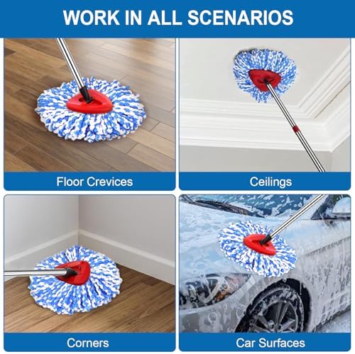 4 Pack Mop Replace Heads for 2 Tank System, Spin Mop Replacement Head, Fluffy - Image 6