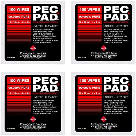 PEC-PAD Lint Free Wipes 4”x4” Non-Abrasive Ultra Soft Cloth by PhotographicSolutions
