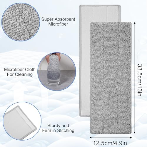20 Pack 13 * 4.9" Generic Mop Pads Mop Head Refill Washable Wet/Dry Mops Flat - Image 2