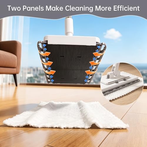 2‑in‑1 Snap Grip Mini Mop with 5 Reusable Cloths, Zero Touch No Wash Lazy Mop - Image 6
