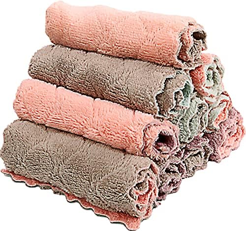 10 Pack Kitchen Cloth, Microfiber Dish Towels Washcloths, Super Absorbent Coral by SAOYOAS