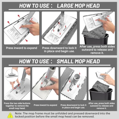 2-in-1 Snap Grip Mini Mop, Hands Free Flat Mop - Image 5