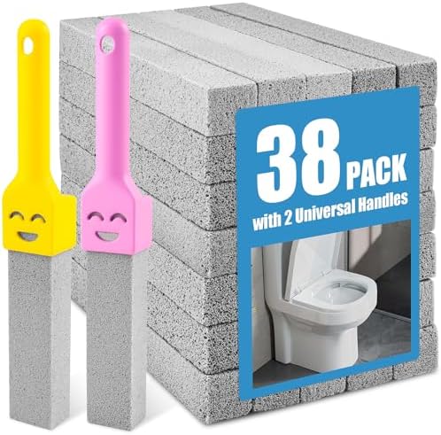 38 Pack Pumice Stone with 2 Handles, Toilet Bowl Cleaner Ring Remover, Pumice by Unknown