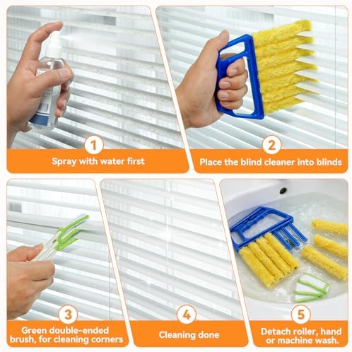 8PCS Window Blind Cleaner Duster Tool, 7-Finger Microfiber Blind Duster - Image 5