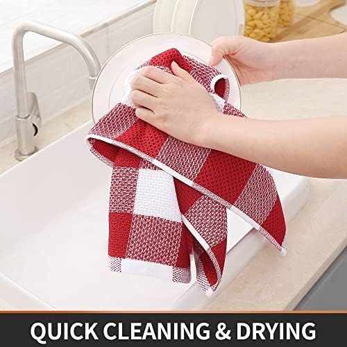 Homaxy 100% Cotton Plaid 4 Pack Kitchen Towels - Image 5