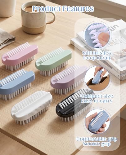 6 PCS Nail Brush for Cleaning Fingernails, Deep Cleaning Double-sided - Image 2