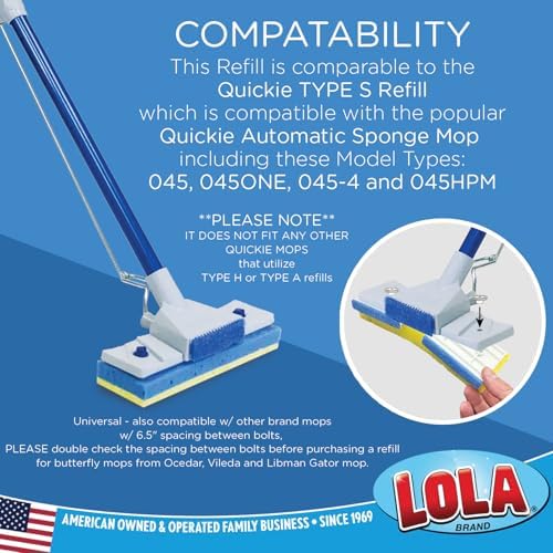 LOLA Cellulose SqueezeMatic Butterfly Sponge Mop Refill, 2 Pack, Floor Cleaning - Image 4