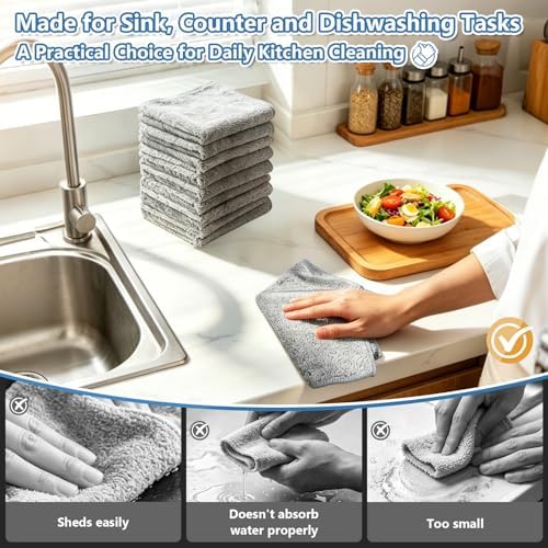 Kitchen Dish Cloths, 12 Pack, 10 x 10 Inches, Super Absorbent Microfiber Dish - Image 6
