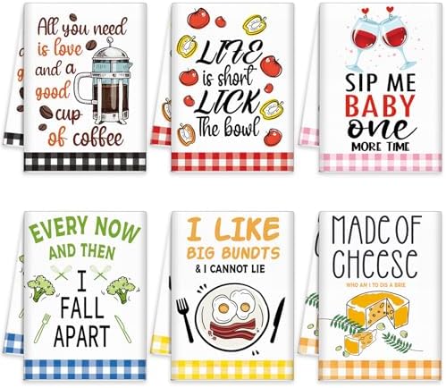 Redbaker 6 Pcs Funny Kitchen Towels by Redbaker