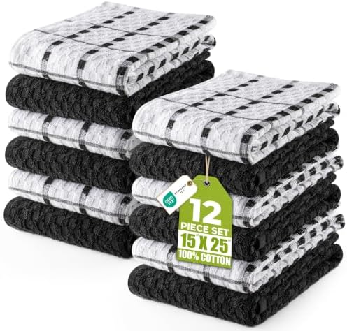Utopia Kitchen Towels 12 Pack 15x25 Inch 100% Cotton Popcorn Terry by UTOPIATOWELS
