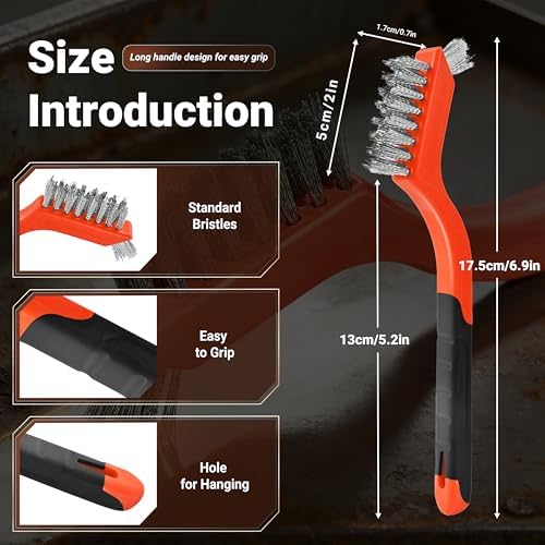 12 pcs Wire Brushes Set, Nylon/Brass/Stainless Steel Bristles - Image 2