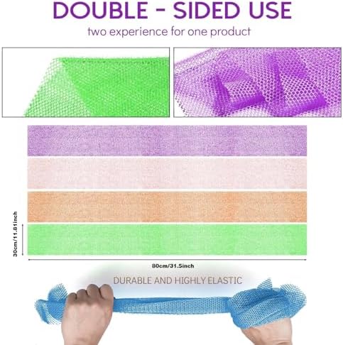 UJFQBH 4 Pieces African Net Sponge African Net Long Net Bath Sponge Exfoliating - Image 3