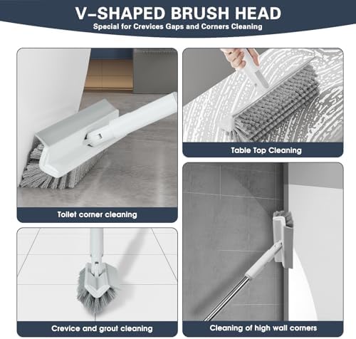 4 in 1 Snap Grip Mini Mop with Squeegee, Floor Scrub Brush with Long Handle - Image 5
