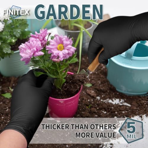 FINITEX Black Nitrile Disposable Gloves 5mil Medical Exam - Image 6