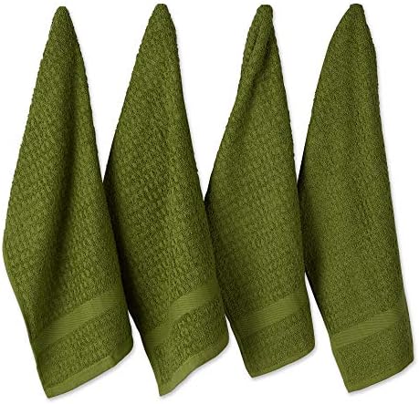 DII Basic Terry Collection Waffle Dishtowel Set, Solid Antique Green, 4 Piece by DII