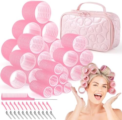 obeoby 4 Sizes Hair Rollers for Women Pink Curlers Set by obeobyhairaccessories